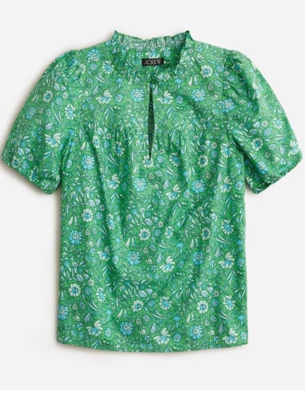 J.Crew Ruffle Trim Short Sleeve Marigold Blooms Shirt NWOT